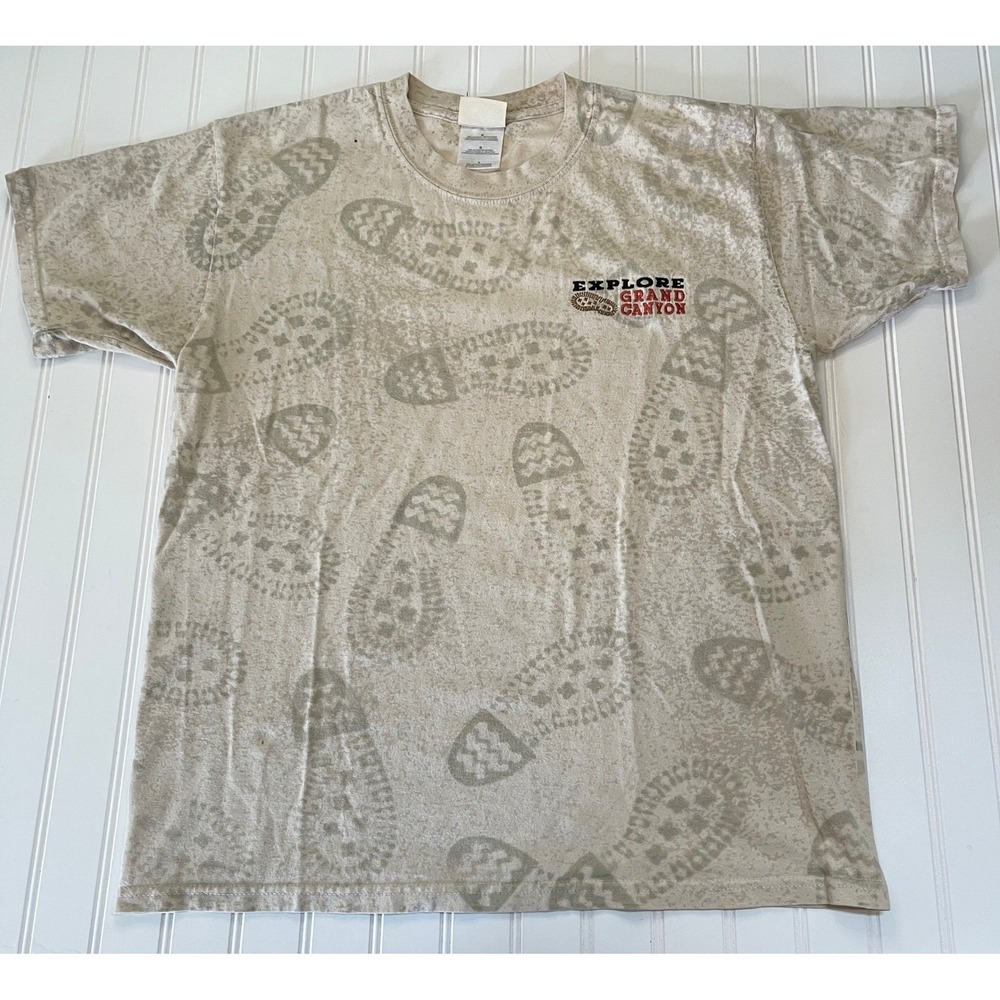 Vintage Fred Harvey Trading Co Grand Canyon Footprint Hike T-Shirt Mens Large‎